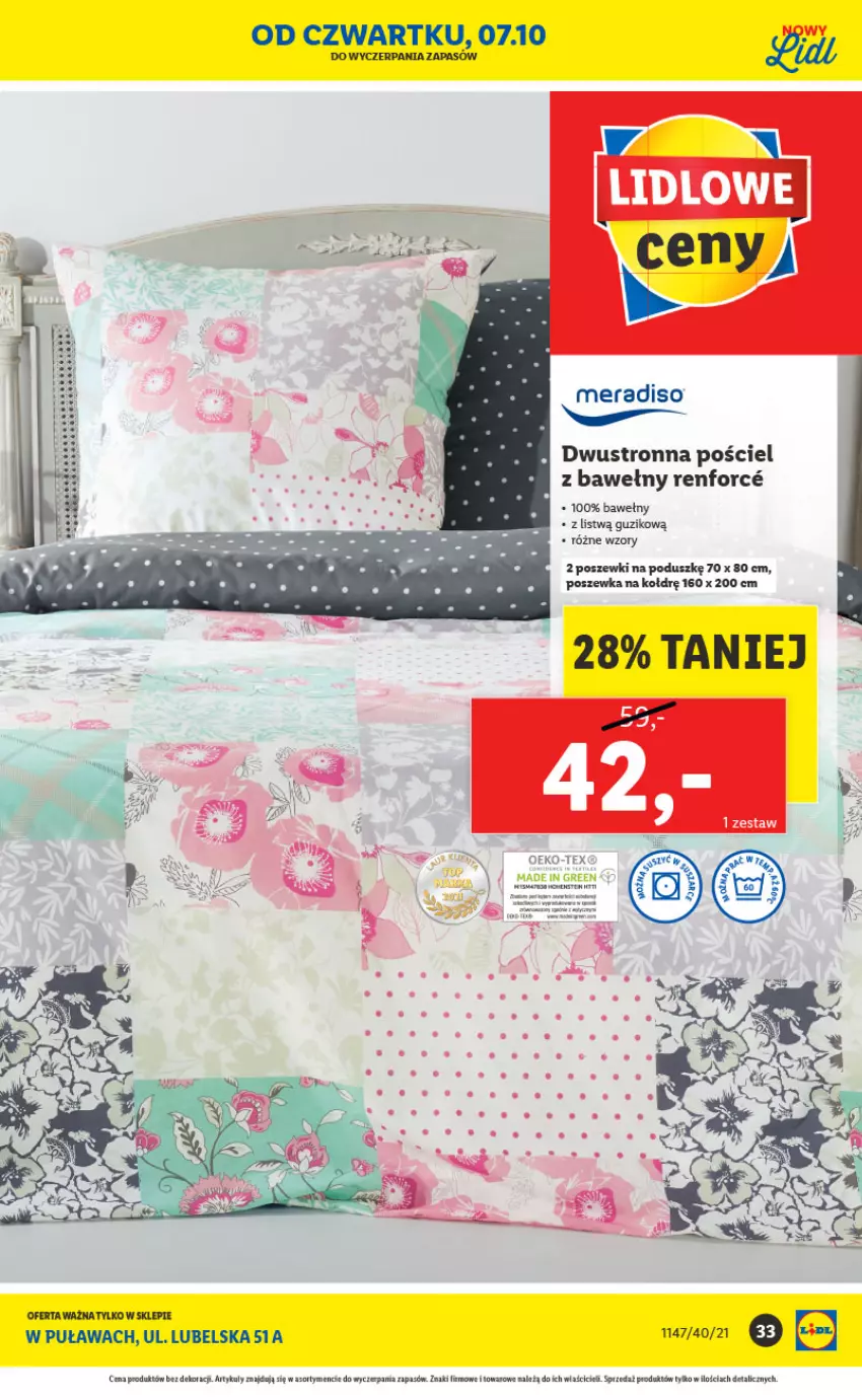 Gazetka promocyjna Lidl - Lidl w Puławach ponownie otwarty - ważna 04.10 do 10.10.2021 - strona 33 - produkty: Pościel, Poszewka, Tera