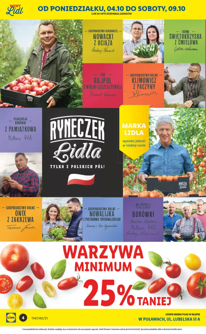 Gazetka promocyjna Lidl - Lidl w Puławach ponownie otwarty - ważna 04.10 do 10.10.2021 - strona 4 - produkty: Fa, Sok, Warzywa