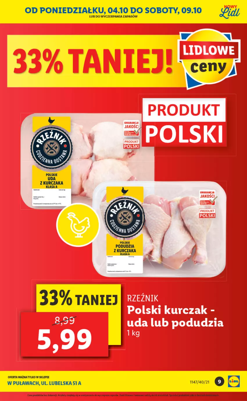 Gazetka promocyjna Lidl - Lidl w Puławach ponownie otwarty - ważna 04.10 do 10.10.2021 - strona 9 - produkty: Kurczak, LG