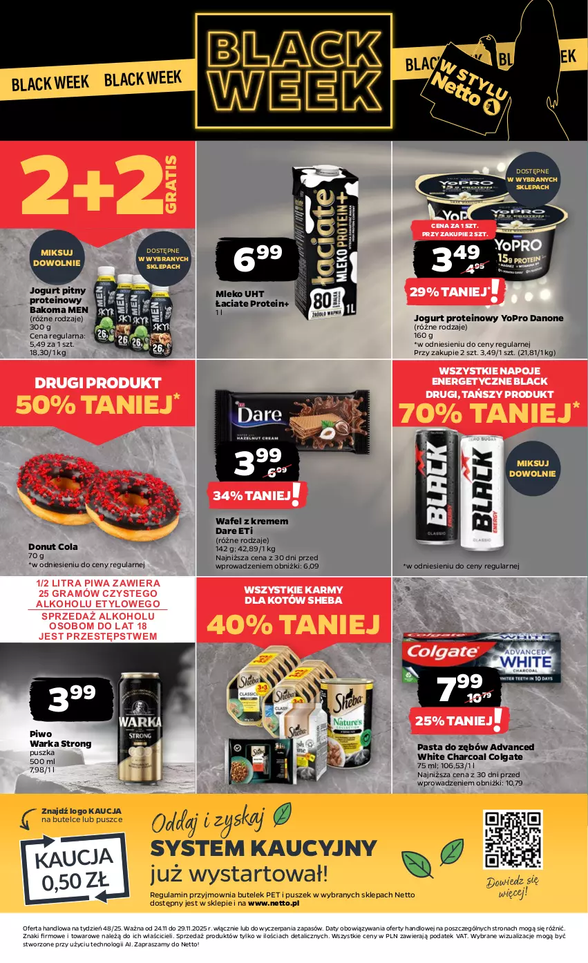 Gazetka promocyjna Netto - Od Poniedziałku - ważna 24.11 do 29.11.2025 - strona 31 - produkty: Bakoma, Colgate, Danone, Donut, Gra, Jogurt, Jogurt pitny, Lack, LG, Mleko, Napoje, Pasta do zębów, Piwa, Piwo, Sheba, Warka