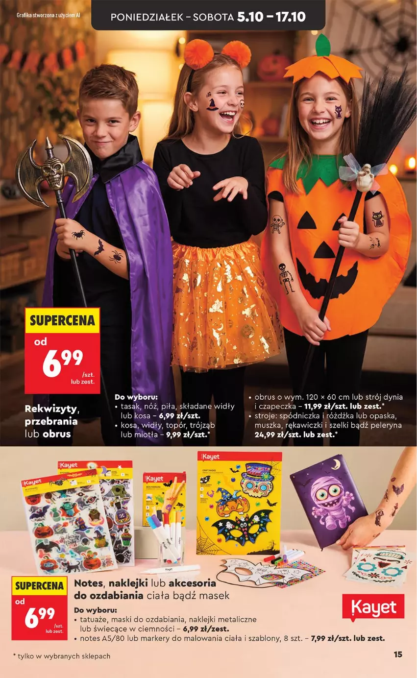 Gazetka promocyjna Biedronka - Okazje Tygodnia - ważna 03.10 do 17.10.2026 - strona 15 - produkty: Gra, Grafika, Klej, Marker, Miotła, Mus, Obrus, Opaska, Top