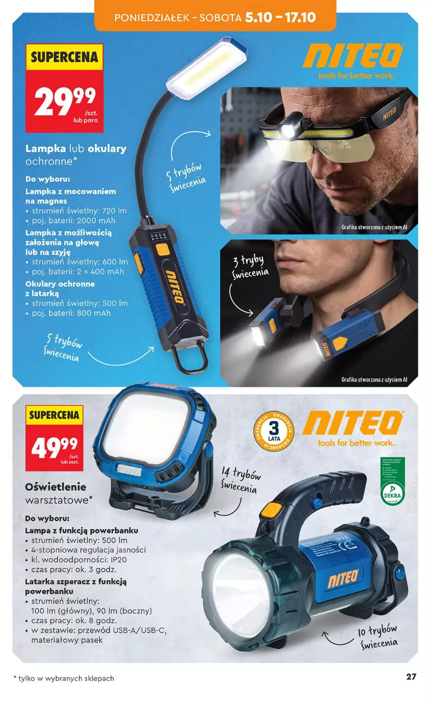 Gazetka promocyjna Biedronka - Okazje Tygodnia - ważna 03.10 do 17.10.2026 - strona 27 - produkty: Gra, Grafika, Lampa, Latarka, Pasek, Por, Powerbank, Przewód, Rum, Tarka, Top