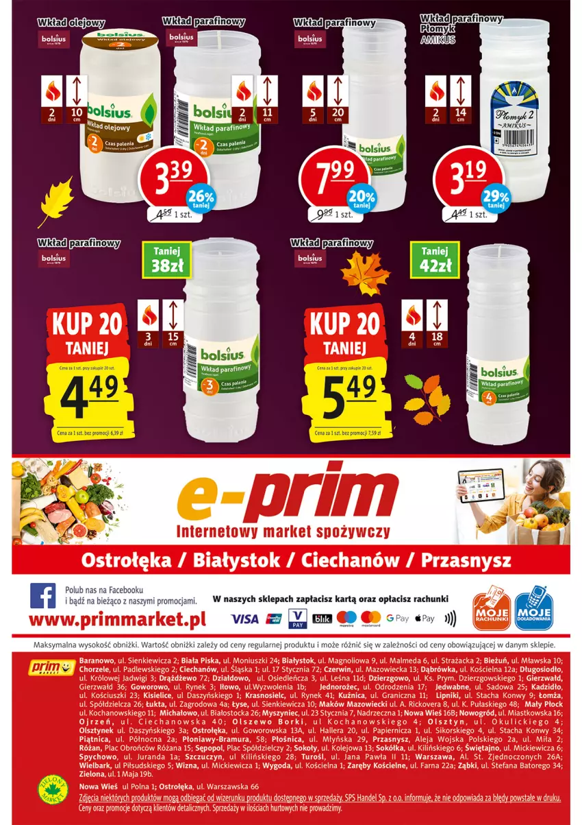 Gazetka promocyjna Prim Market - ważna 20.10 do 26.10.2022 - strona 16 - produkty: Bols, Bolsius, Fa, Olej, Sok