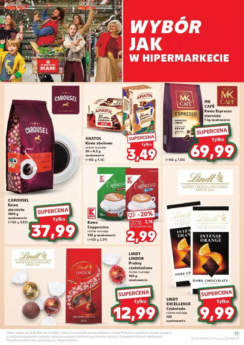 Gazetka promocyjna Kaufland - ważna 24.10 do 06.11.2024 - strona 5 - produkty: Cappuccino, Czekolada, Kawa, Kawa zbożowa, Kawa ziarnista, Lindor, Lindt, Praliny