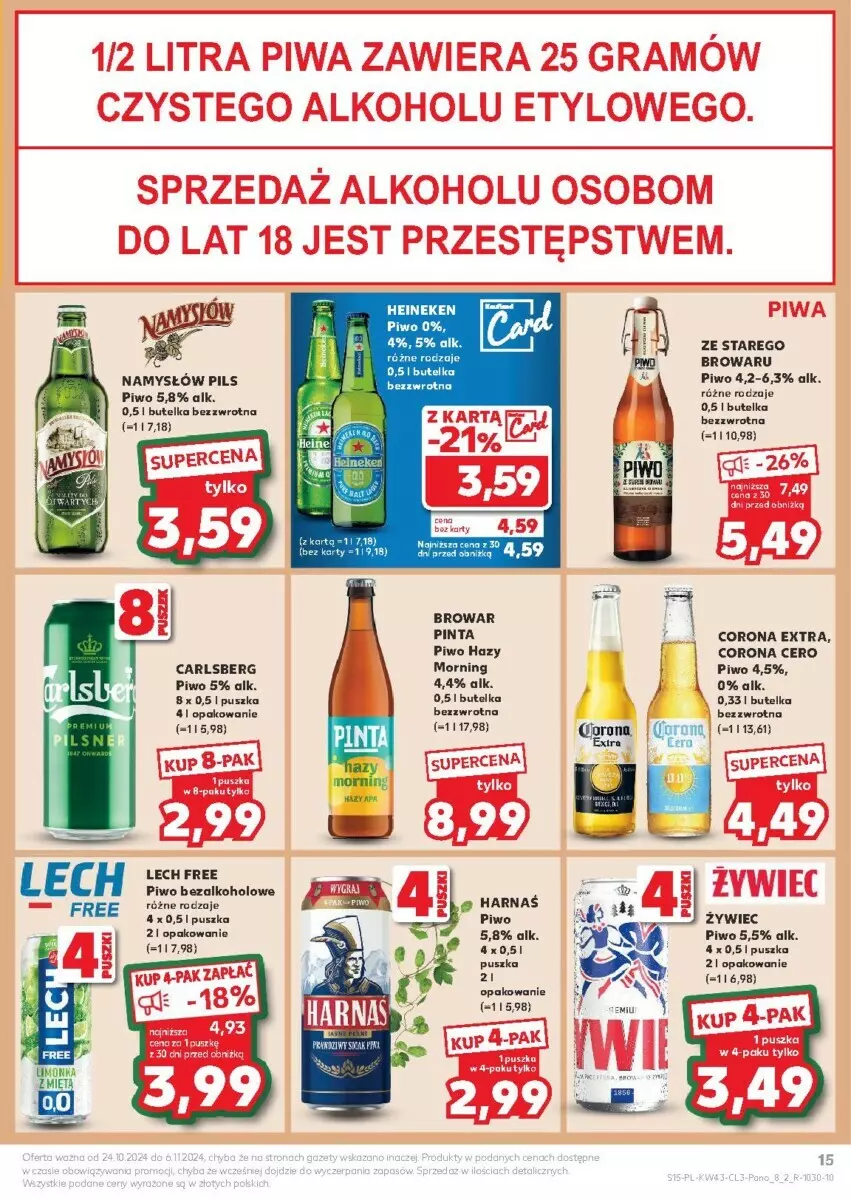 Gazetka promocyjna Kaufland - ważna 24.10 do 06.11.2024 - strona 7 - produkty: Carlsberg, Corona Extra, Harnaś, Heineken, Namysłów, Piwo