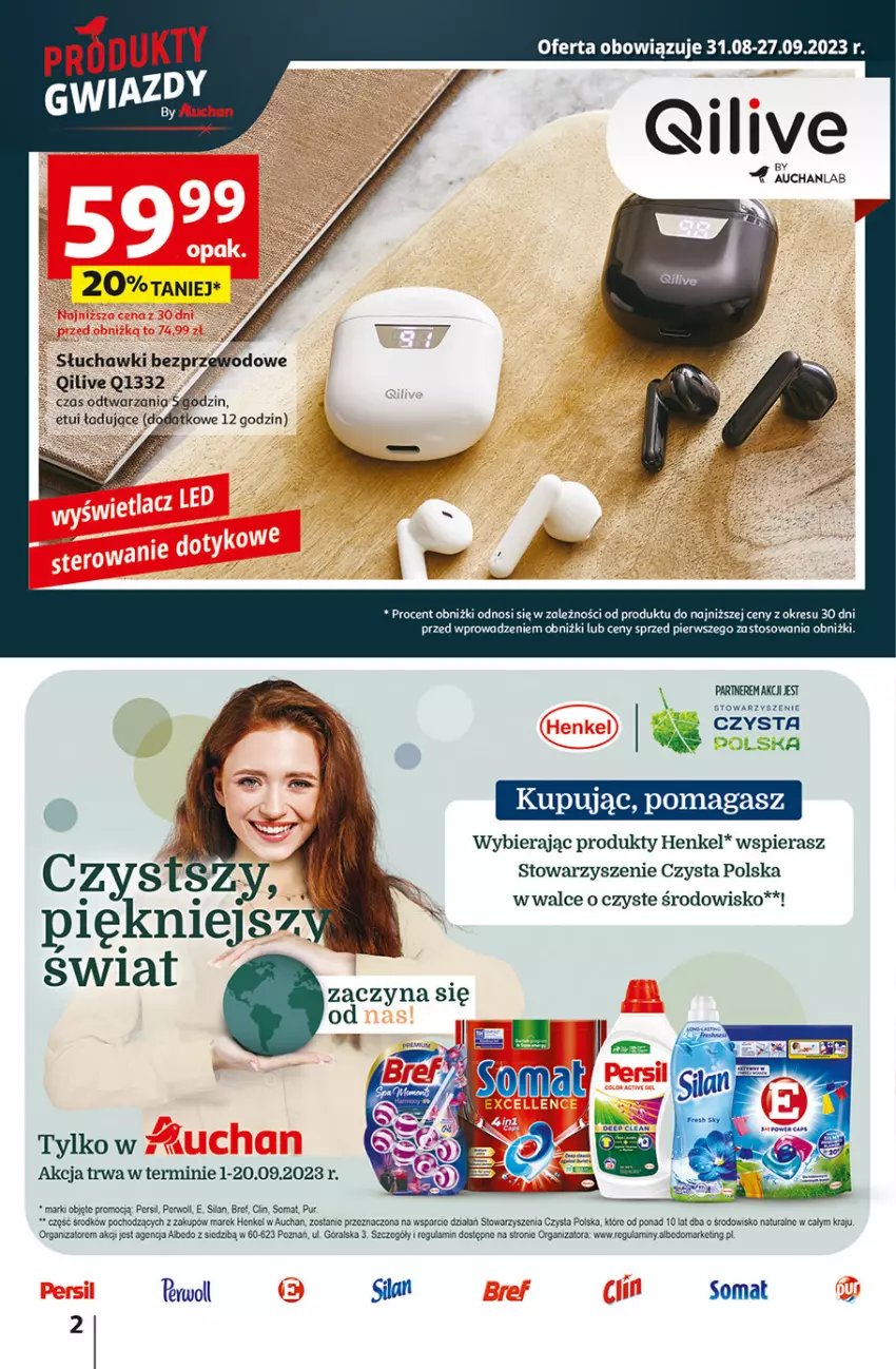 Gazetka promocyjna Auchan - Gazetka Rewelacyjnie małe CENY! Hipermarket Auchan - ważna 07.09 do 13.09.2023 - strona 2 - produkty: Fa, Por, Pur, Silan, Somat