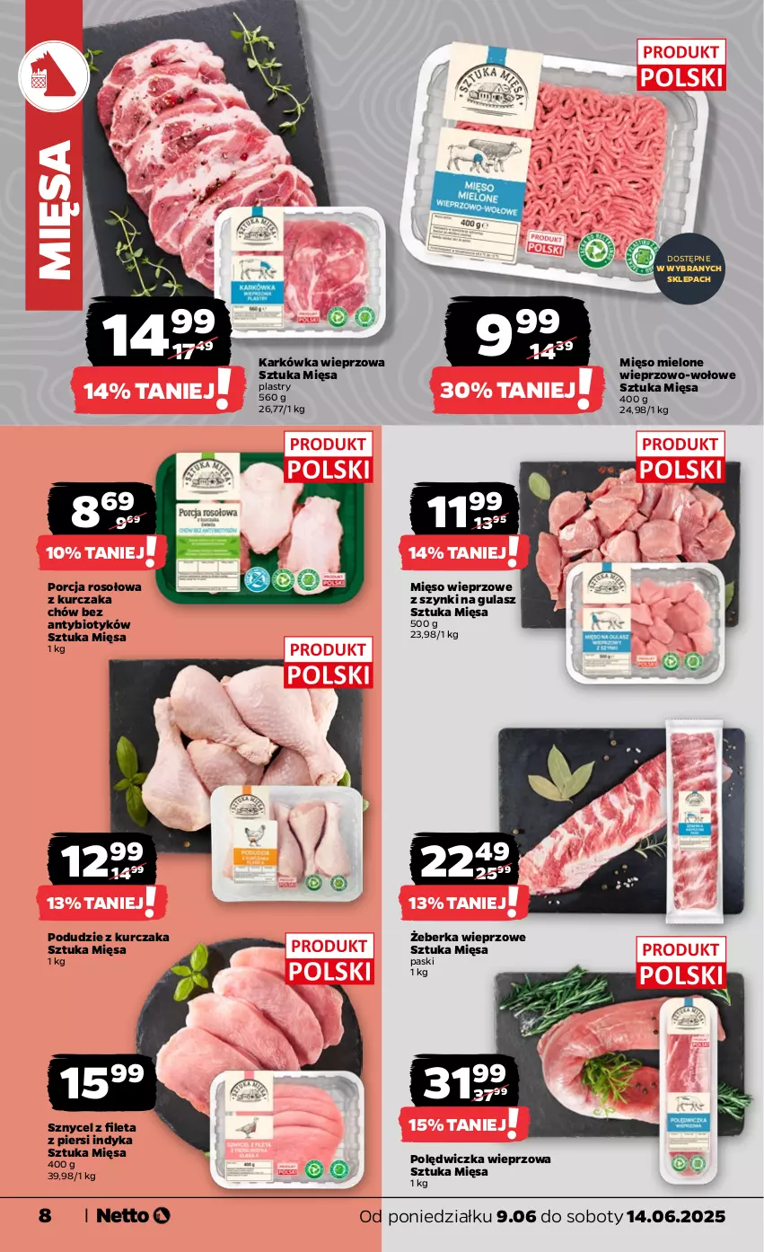 Gazetka promocyjna Netto - Od Poniedziałku - ważna 09.06 do 14.06.2025 - strona 8 - produkty: Karkówka wieprzowa, Kurczak, Mięso, Mięso mielone, Mięso wieprzowe, Podudzie z kurczaka, Polędwiczka wieprzowa, Por