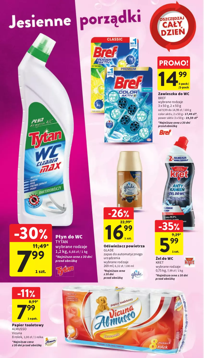 Gazetka promocyjna Intermarche - Gazetka Intermarche - ważna 23.11 do 29.11.2023 - strona 40 - produkty: Bref, Kret, Mus, Odświeżacz powietrza, Papier, Papier toaletowy, Płyn do wc, Tytan, Zawieszka do wc