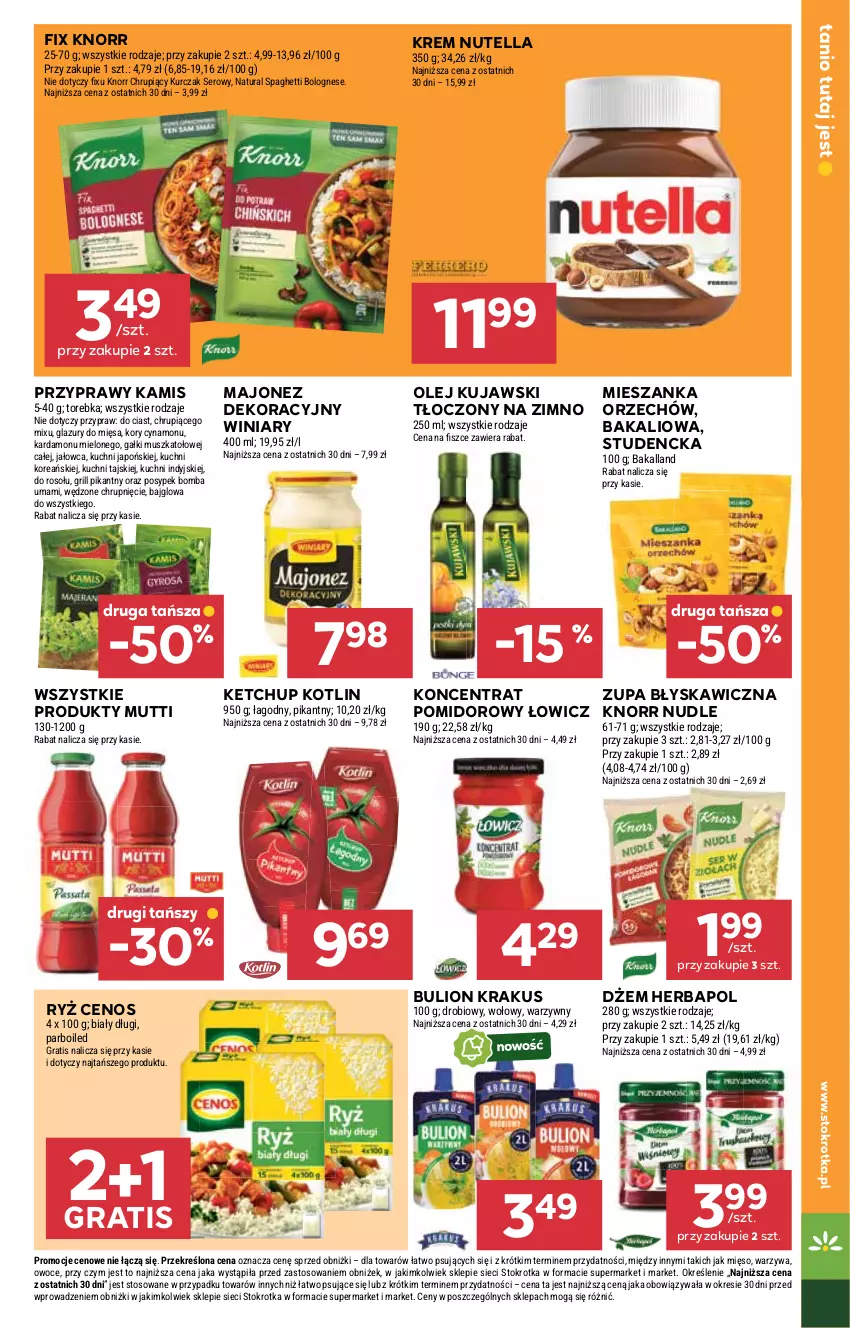 Gazetka promocyjna Stokrotka - Supermarket - ważna 28.08 do 03.09.2025 - strona 25 - produkty: Bakalland, Bulion, Cenos, Dżem, Gra, Grill, Herbapol, Kamis, Ketchup, Knorr, Kotlin, Krakus, Kujawski, Kurczak, Lazur, Lion, Majonez, Mięso, Mus, Nutella, Olej, Owoce, Przyprawy, Ryż, Ser, Spaghetti, Torebka, Warzywa, Winiary, Zupa