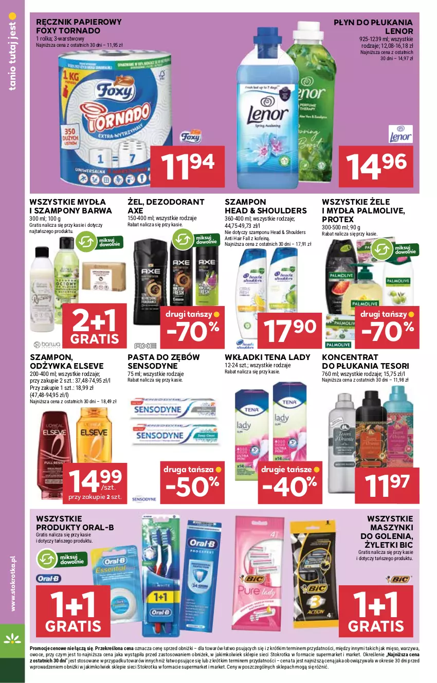 Gazetka promocyjna Stokrotka - Supermarket - ważna 28.08 do 03.09.2025 - strona 28 - produkty: BIC, Dezodorant, Elseve, Fa, Foxy, Gra, Lenor, Mięso, Odżywka, Owoce, Palmolive, Papier, Pasta do zębów, Płyn do płukania, Ręcznik, Sensodyne, Szampon, Warzywa, Wkładki