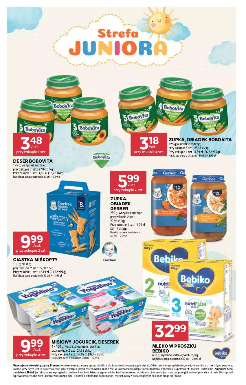 Gazetka promocyjna Stokrotka - Supermarket - ważna 28.08 do 03.09.2025 - strona 32 - produkty: Bebiko, BoboVita, Ciastka, Deser, Gerber, Mięso, Mleko, Mleko w proszku, Nestlé, Owoce, Ser, Serek, Warzywa
