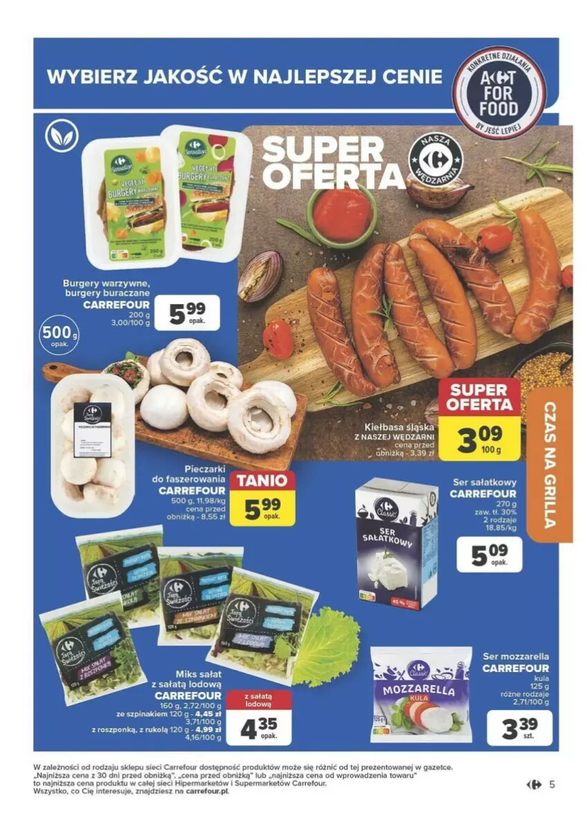 Gazetka promocyjna Carrefour - ważna 04.06 do 16.06.2024 - strona 27 - produkty: Burger, Inka, Kiełbasa, Mozzarella, Sałat, Ser