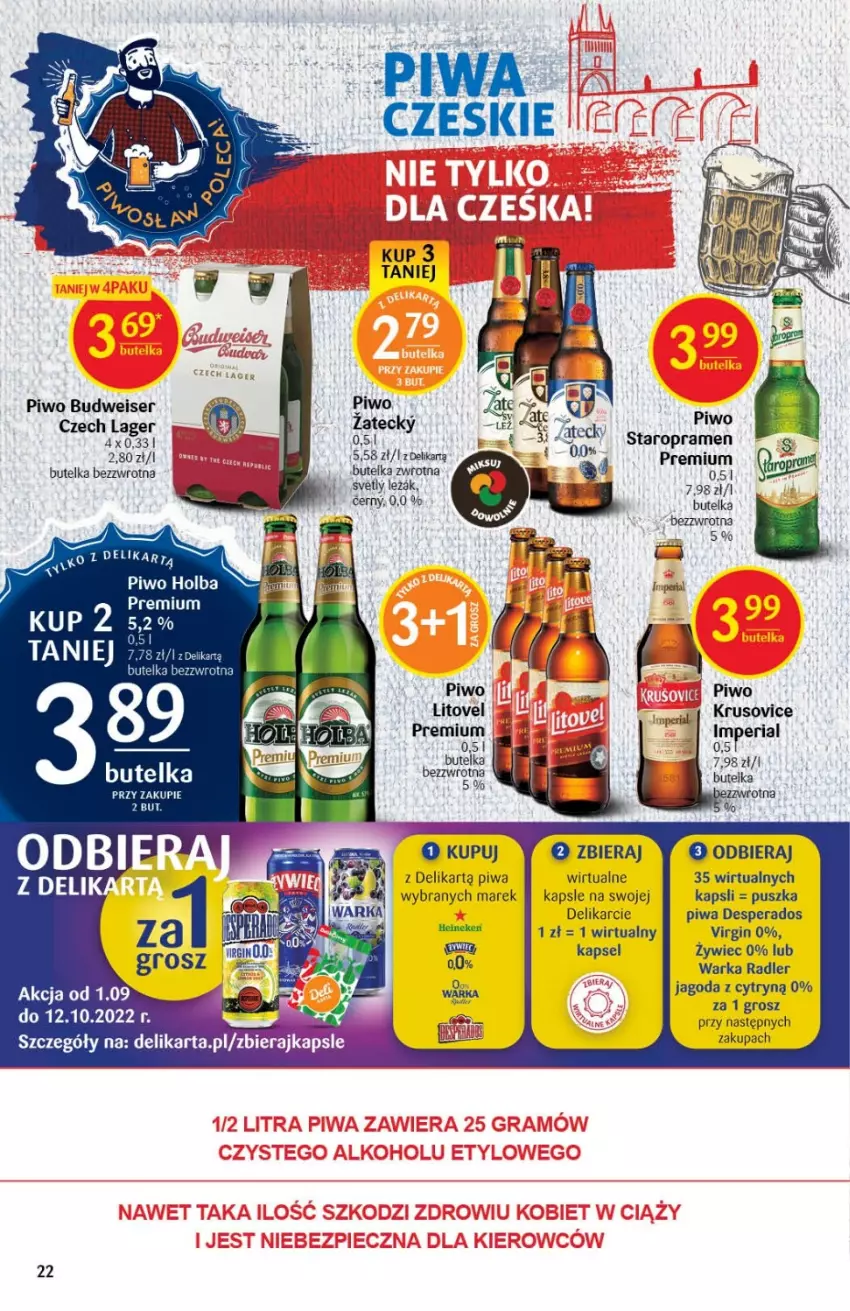 Gazetka promocyjna Delikatesy Centrum - Gazetka DC34 - ważna 01.09 do 07.09.2022 - strona 22 - produkty: Desperados, Fa, Gin, Piwa, Piwo, Radler, Ser, Warka