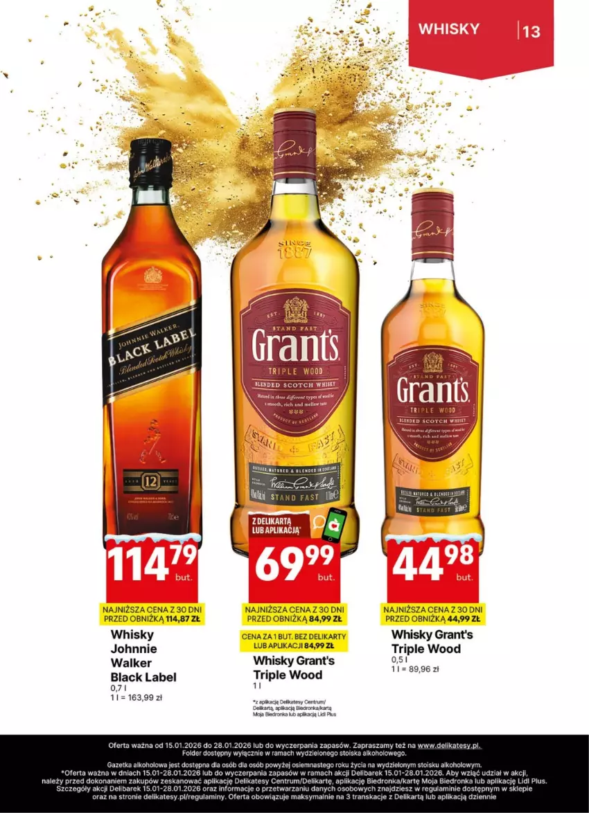 Gazetka promocyjna Delikatesy Centrum - Delibarek DC03-DC04 - ważna 15.01 do 28.01.2026 - strona 13 - produkty: Gra, Grant's, Lack, Rama, Rum, Tran, Whisky