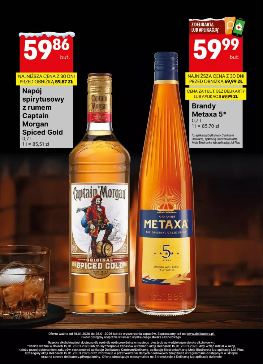 Gazetka promocyjna Delikatesy Centrum - Delibarek DC03-DC04 - ważna 15.01 do 28.01.2026 - strona 14 - produkty: Brandy, Gin, Metaxa, Napój, Rama, Rum, Tran