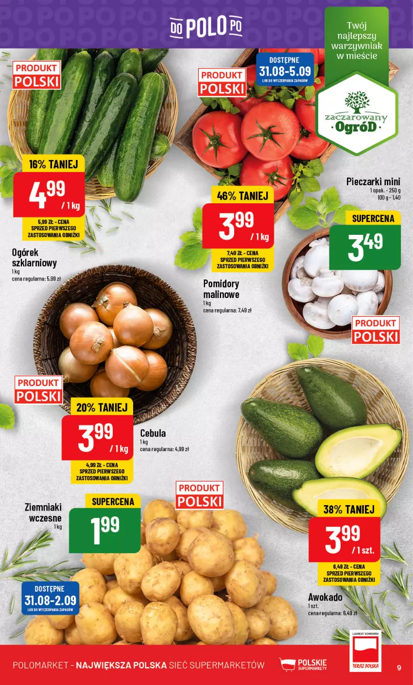 Gazetka promocyjna PoloMarket - Gazetka pomocyjna - ważna 30.08 do 05.09.2023 - strona 9 - produkty: Cebula, Ogórek, Piec, Pomidory, Ziemniaki