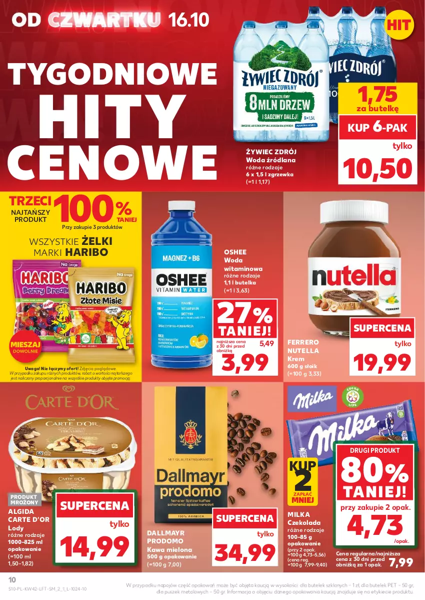 Gazetka promocyjna Kaufland - Gazetka tygodnia - ważna 16.10 do 22.10.2025 - strona 10 - produkty: Algida, Czekolada, Dallmayr, Ferrero, Haribo, Kawa, Kawa mielona, LANA, LG, Lody, Milka, Nutella, Oshee, Por, Sok, Waga, Woda