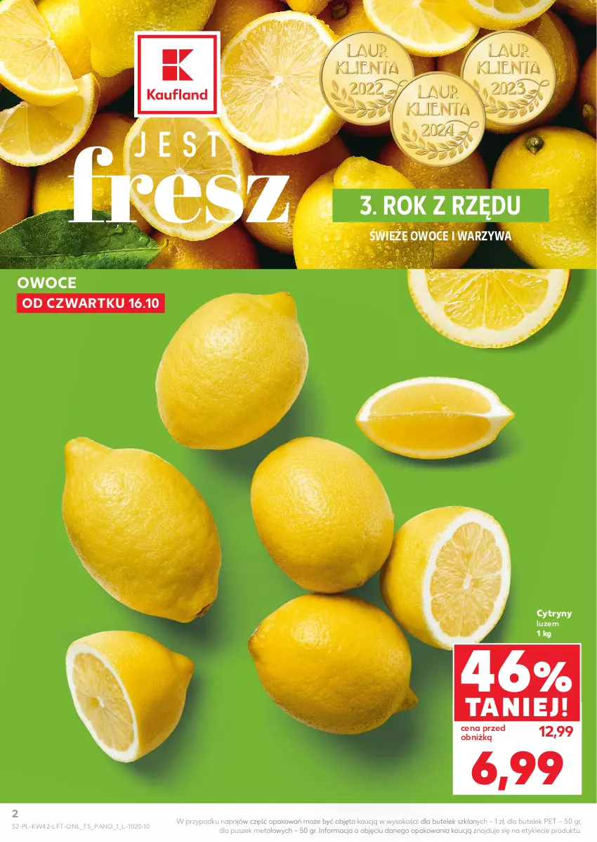 Gazetka promocyjna Kaufland - Gazetka tygodnia - ważna 16.10 do 22.10.2025 - strona 2 - produkty: Cytryny, Owoce, Sok, Warzywa
