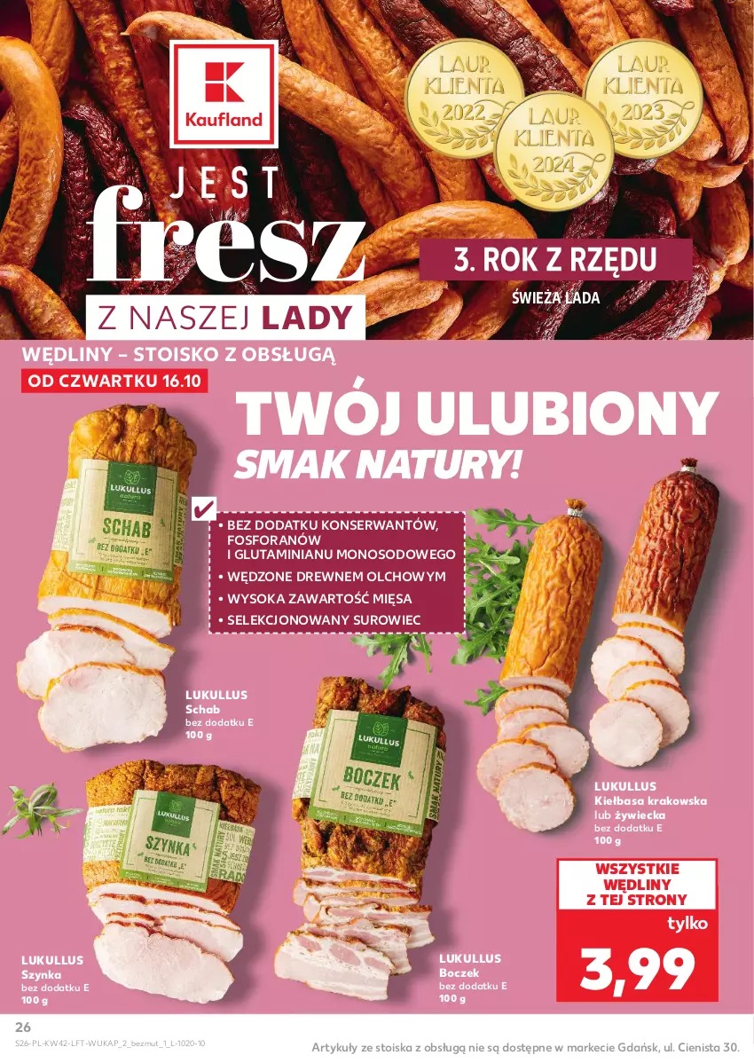 Gazetka promocyjna Kaufland - Gazetka tygodnia - ważna 16.10 do 22.10.2025 - strona 26 - produkty: Boczek, Kiełbasa, Kiełbasa krakowska, Ser, Sok, Szynka