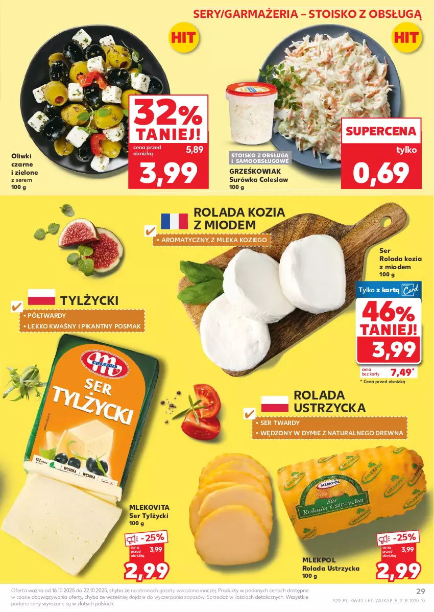 Gazetka promocyjna Kaufland - Gazetka tygodnia - ważna 16.10 do 22.10.2025 - strona 29 - produkty: Mleko, Mlekovita, Oliwki, Oliwki czarne, Rolada, Rolada Ustrzycka, Ser, Ser tylżycki, Surówka, Surówka coleslaw