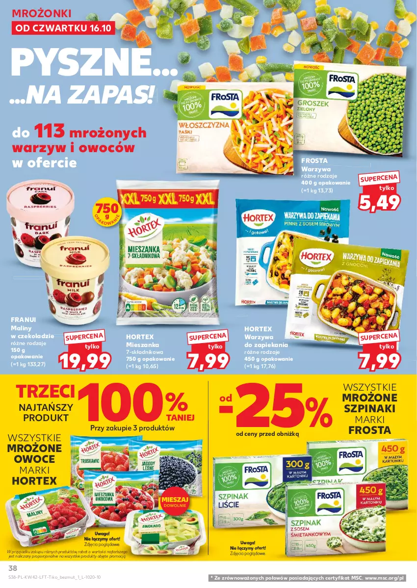 Gazetka promocyjna Kaufland - Gazetka tygodnia - ważna 16.10 do 22.10.2025 - strona 38 - produkty: Frosta, Hortex, Maliny, Owoce, Por, Szpinak, Waga, Warzywa