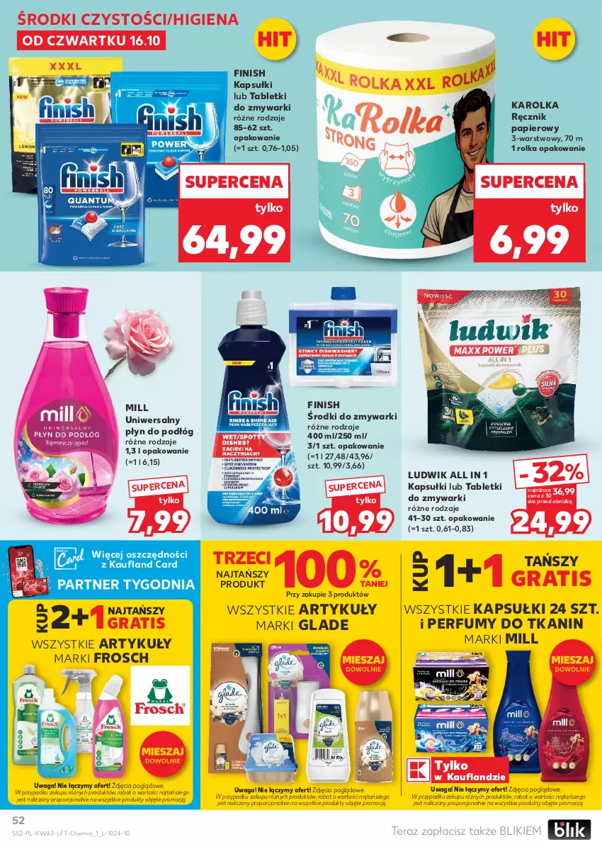 Gazetka promocyjna Kaufland - Gazetka tygodnia - ważna 16.10 do 22.10.2025 - strona 52 - produkty: Finish, Frosch, Gra, Ludwik, Papier, Perfum, Por, Ręcznik, Tablet, Tabletki do zmywarki, Tera, Waga, Zmywarki