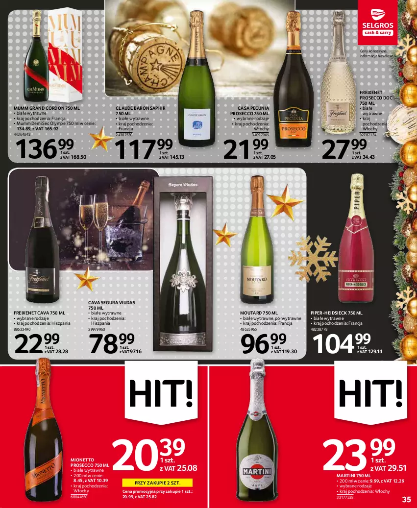 Gazetka promocyjna Selgros - Boże Narodzenie 2021 - ważna 16.12 do 24.12.2021 - strona 35 - produkty: Gra, Martini, Mionetto, Prosecco