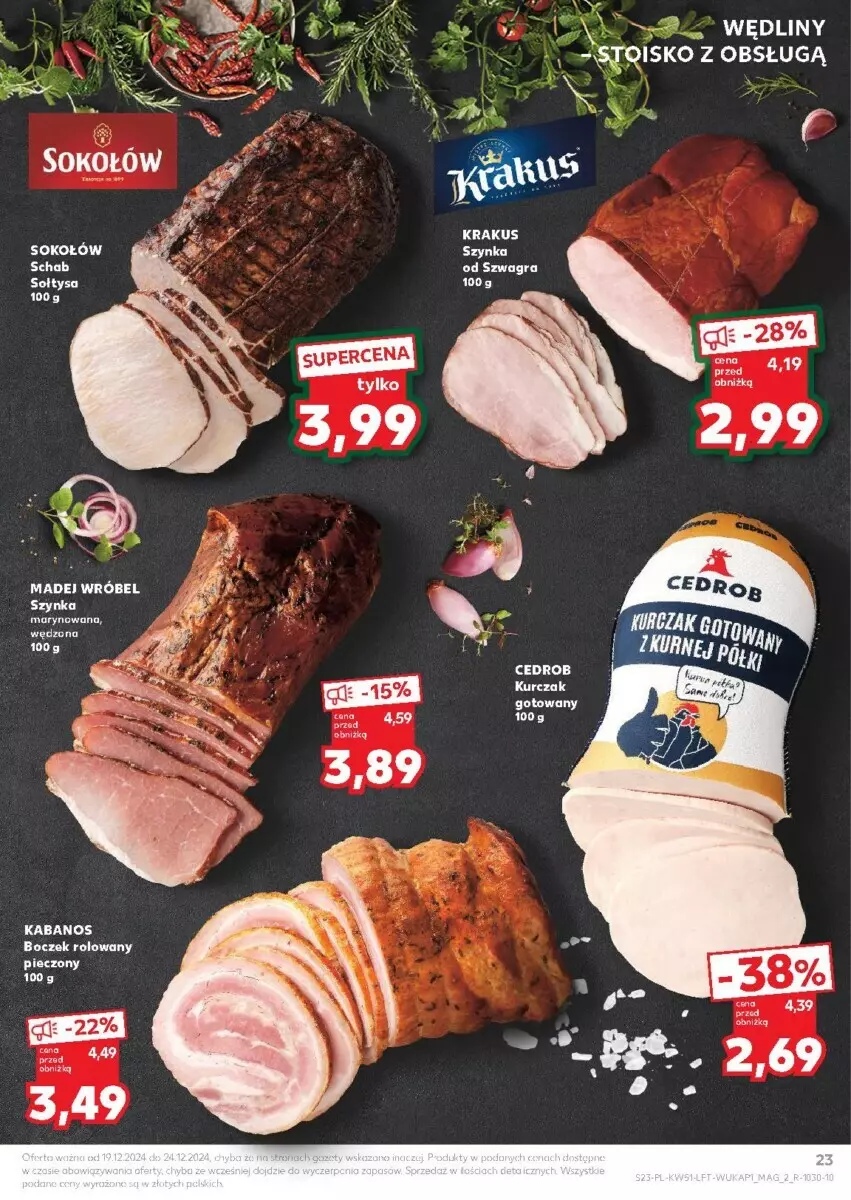 Gazetka promocyjna Kaufland - ważna 19.12 do 24.12.2024 - strona 17 - produkty: Boczek, Gra, Kabanos, Krakus, Kurczak, Kurczak gotowany, Madej Wróbel, Szynka