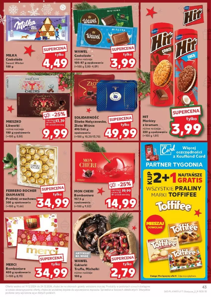 Gazetka promocyjna Kaufland - ważna 19.12 do 24.12.2024 - strona 39 - produkty: Bomboniera, Cukier, Cukierki, Czekolada, Diamant, Ferrero, Ferrero Rocher, Merci, Michałki, Praliny, Toffifee, Wawel