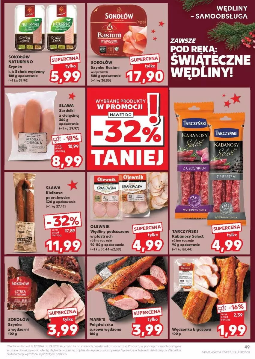 Gazetka promocyjna Kaufland - ważna 19.12 do 24.12.2024 - strona 45 - produkty: Kabanos, Kiełbasa, Ser, Serdelki, Szynka, Tarczyński