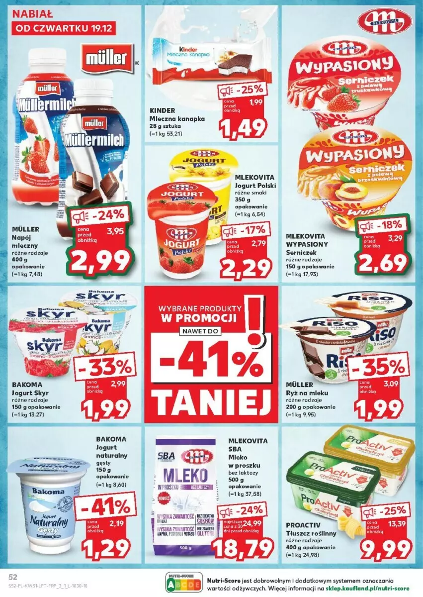 Gazetka promocyjna Kaufland - ważna 19.12 do 24.12.2024 - strona 49 - produkty: Bakoma, Fa, Jogurt, Kinder, Mleczna kanapka, Mleko, Mlekovita, Napój, Por, Ryż, Ryż na mleku, Ser, Tłuszcz roślinny