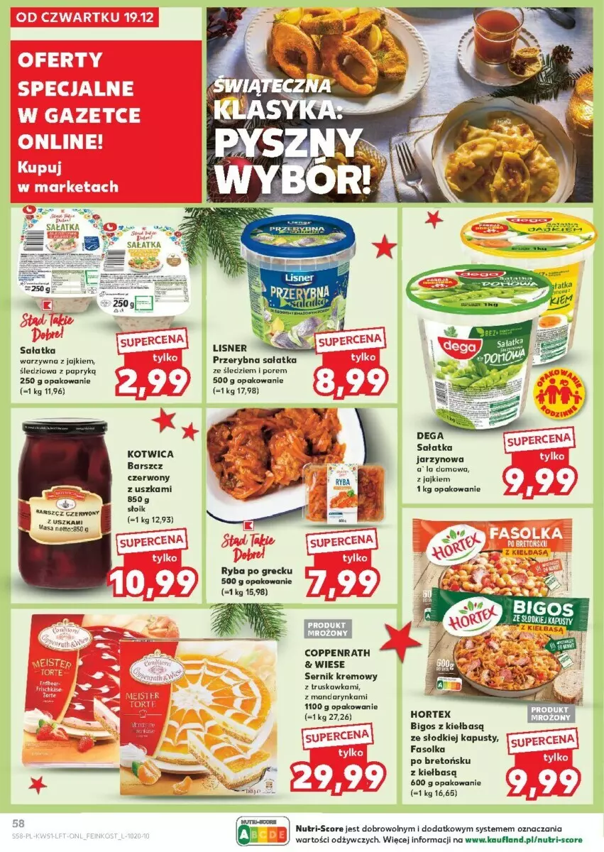 Gazetka promocyjna Kaufland - ważna 19.12 do 24.12.2024 - strona 55 - produkty: Bigos, Dega, Fa, Hortex, Por, Ryba, Ryba po grecku, Sałat, Sałatka, Sałatka warzywna, Ser