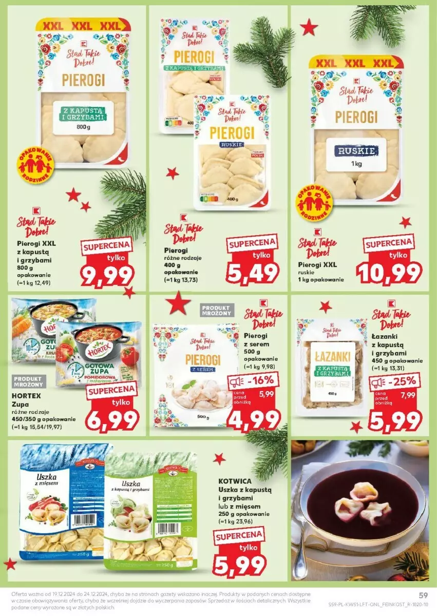 Gazetka promocyjna Kaufland - ważna 19.12 do 24.12.2024 - strona 56 - produkty: Hortex, Kapustą, Pierogi, Ser, Top, Zupa