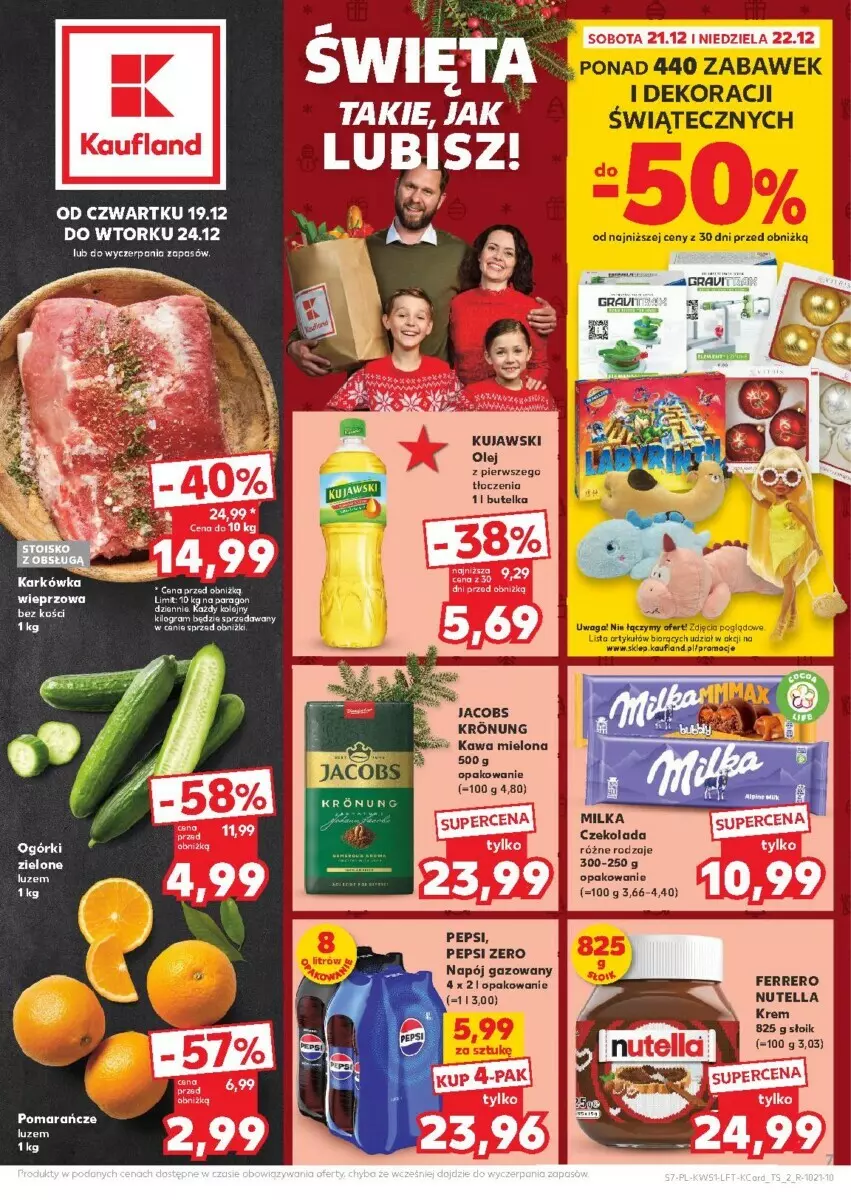 Gazetka promocyjna Kaufland - ważna 19.12 do 24.12.2024 - strona 68 - produkty: Czekolada, Ferrero, Gra, Jacobs, Kawa, Kawa mielona, Kujawski, Milka, Napój, Napój gazowany, Nutella, Olej, Pepsi, Pomarańcze