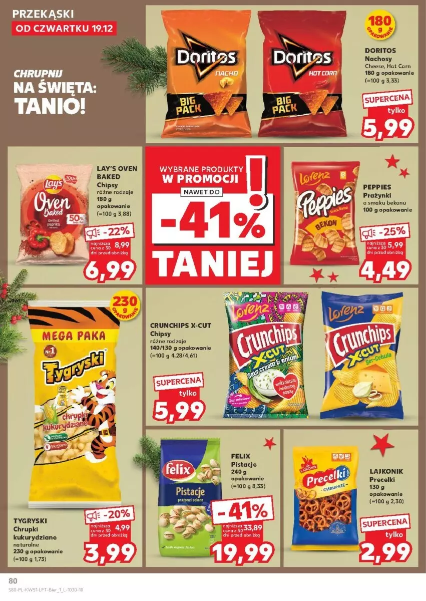 Gazetka promocyjna Kaufland - ważna 19.12 do 24.12.2024 - strona 80 - produkty: Beko, Chipsy, Chrupki, Crunchips, Felix, Gry, Lajkonik, Pistacje, Precelki