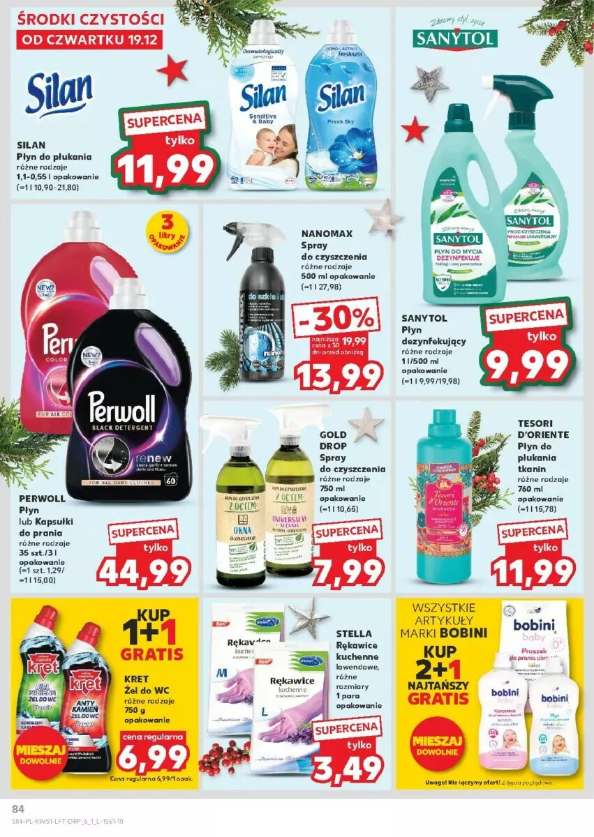 Gazetka promocyjna Kaufland - ważna 19.12 do 24.12.2024 - strona 84 - produkty: Gra, Kret, Nanomax, Płyn do mycia, Płyn do płukania, Rękawice, Sanytol, Silan, Spray do czyszczenia