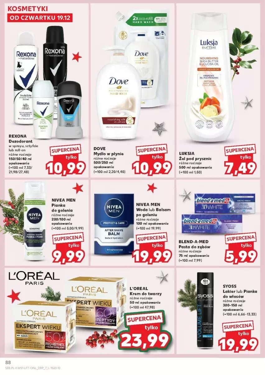 Gazetka promocyjna Kaufland - ważna 19.12 do 24.12.2024 - strona 88 - produkty: Blend-a-Med, Dezodorant, Krem do twarzy, Lakier, Luksja, Nivea, Nivea Men, Pasta do zębów, Pianka do golenia, Pianka do włosów, Rexona, Syoss, Woda