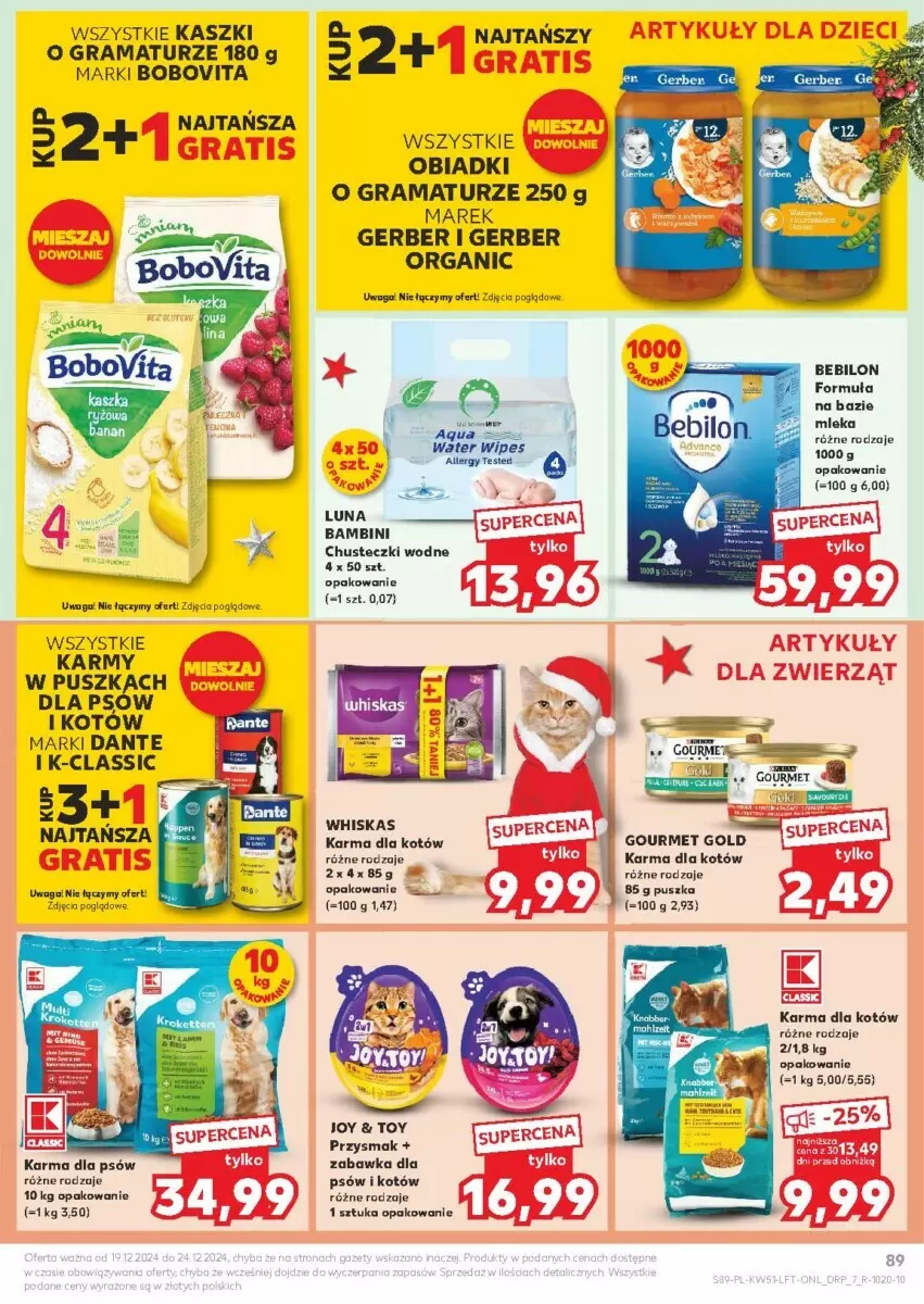 Gazetka promocyjna Kaufland - ważna 19.12 do 24.12.2024 - strona 89 - produkty: BEBILON, BoboVita, Chusteczki, Gourmet Gold, Gra, Rama, Waga, Whiskas, Zabawka