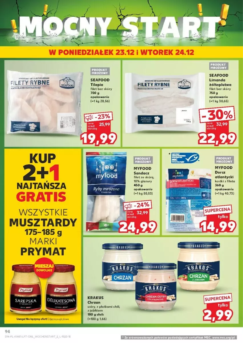 Gazetka promocyjna Kaufland - ważna 19.12 do 24.12.2024 - strona 95 - produkty: Chrzan, Dorsz, Gra, Krakus, Lazur, Mus, Prymat, Sandacz, Tilapia, Top