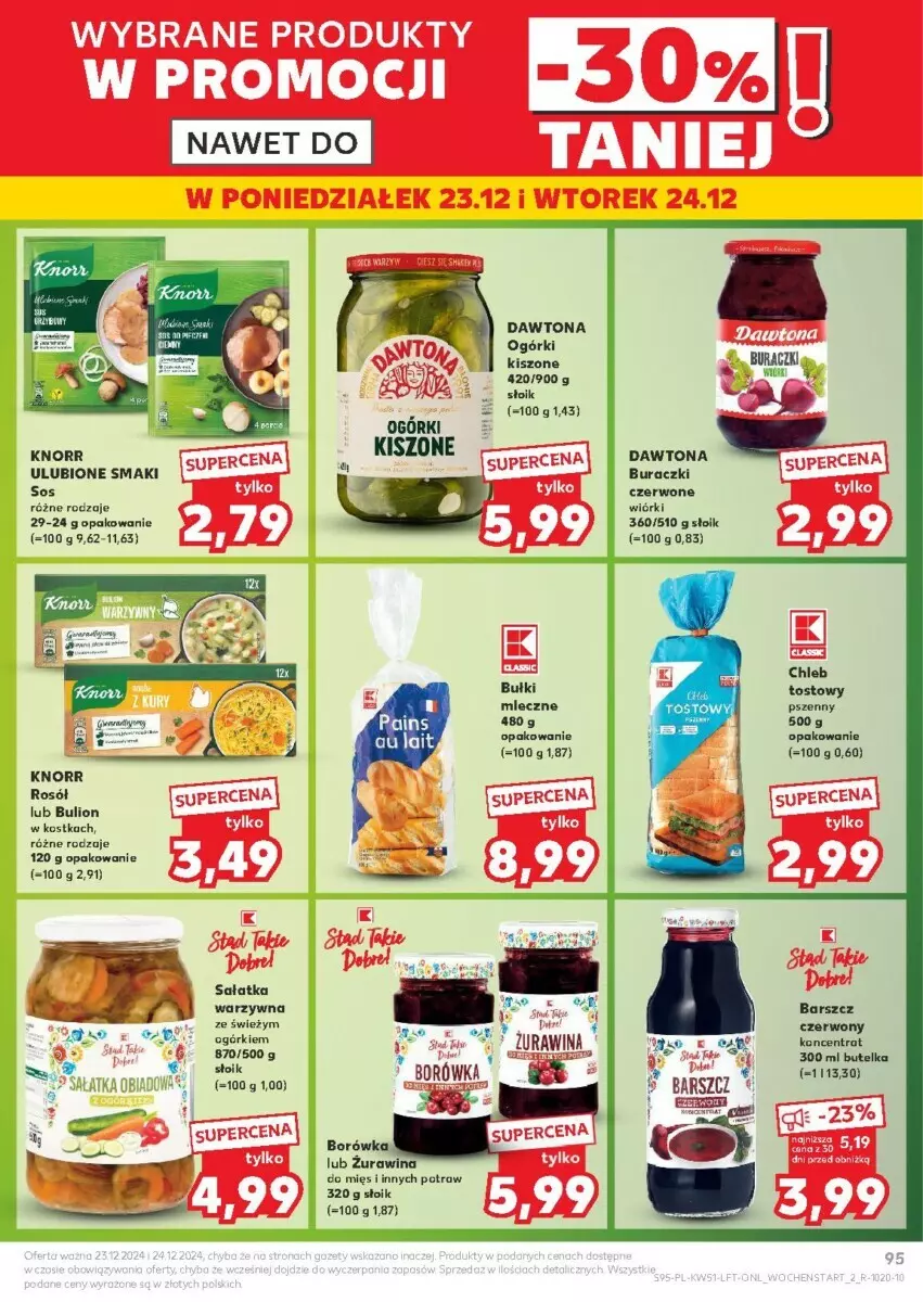 Gazetka promocyjna Kaufland - ważna 19.12 do 24.12.2024 - strona 96 - produkty: Borówka, Bulion, Buraczki, Chleb, Chleb tostowy, Dawtona, Knorr, Lion, Rosół, Sałat, Sałatka, Sałatka warzywna, Sos