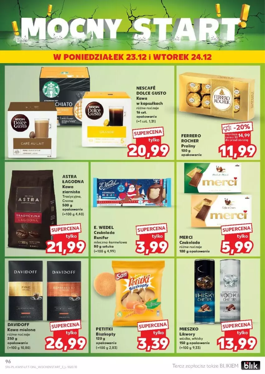 Gazetka promocyjna Kaufland - ważna 19.12 do 24.12.2024 - strona 97 - produkty: Biszkopty, Chia, Czekolada, Davidoff, Dolce Gusto, E. Wedel, Ferrero, Ferrero Rocher, Kawa, Kawa mielona, Kawa ziarnista, Merci, Praliny, Renifer, Whisky, Wódka