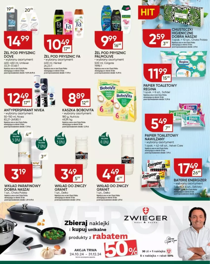 Gazetka promocyjna Chata Polska - ważna 16.12 do 24.12.2024 - strona 11 - produkty: Antyperspirant, BoboVita, Colgate, Dove, Fa, Gin, Gra, Kawa, Klej, Koc, LG, Nivea, Palmolive, Papier, Papier toaletowy, Znicz