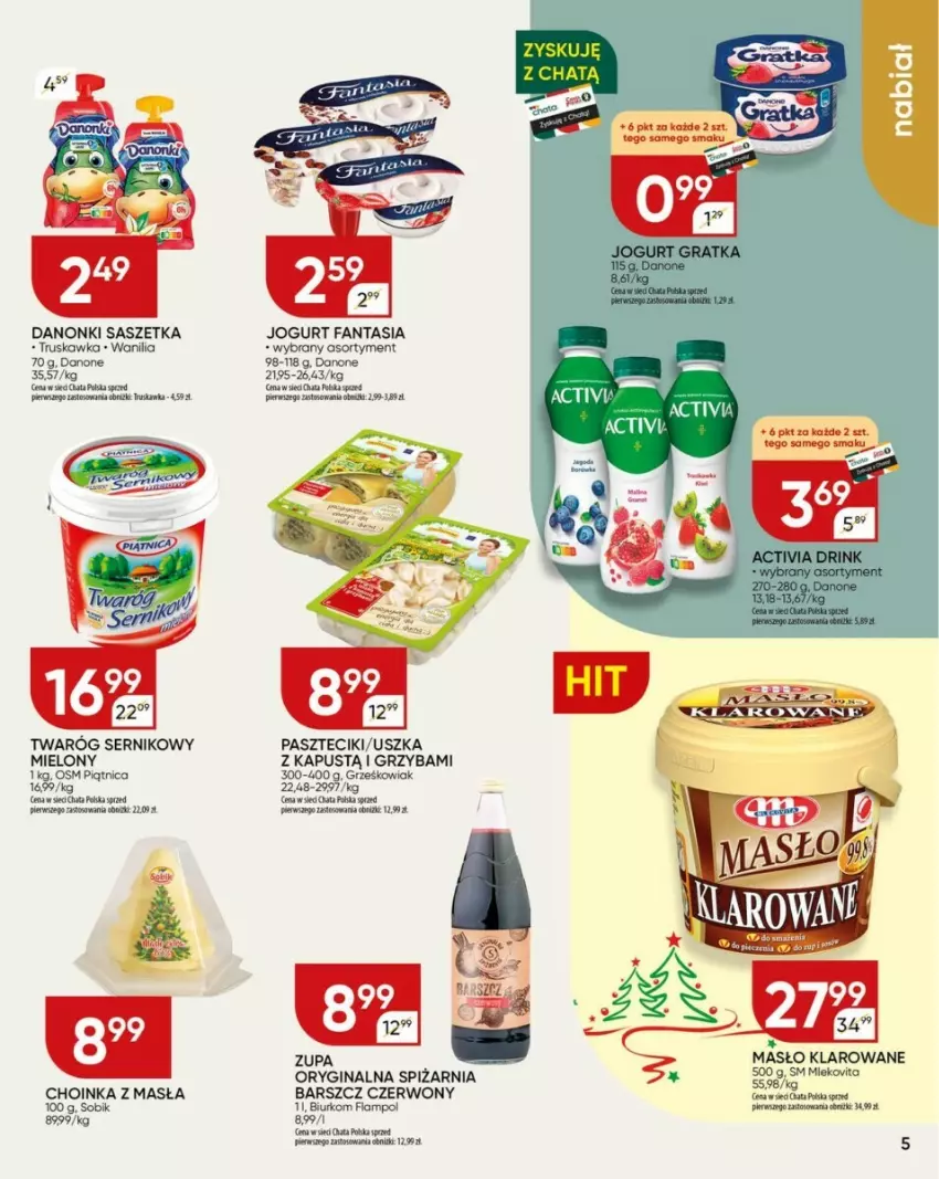 Gazetka promocyjna Chata Polska - ważna 16.12 do 24.12.2024 - strona 16 - produkty: AEG, Biurko, Choinka, Danone, Danonki, Fa, Fanta, Gin, Inka, Jogurt, Kapustą, Masło, Masło klarowane, Piątnica, Por, Ser, Twaróg, Zupa