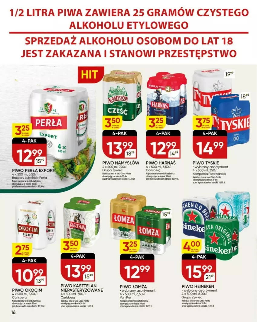 Gazetka promocyjna Chata Polska - ważna 16.12 do 24.12.2024 - strona 8 - produkty: Carlsberg, Heineken, Kasztelan, Koc, Namysłów, Okocim, Perła, Piwo, Por, Pur, Tyskie