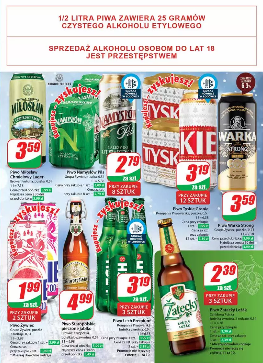 Gazetka promocyjna Dino - Gazetka 49 - ważna 05.12 do 12.12.2023 - strona 19 - produkty: Fortuna, Lech Premium, Namysłów, Piec, Piwo, Tyskie, Warka