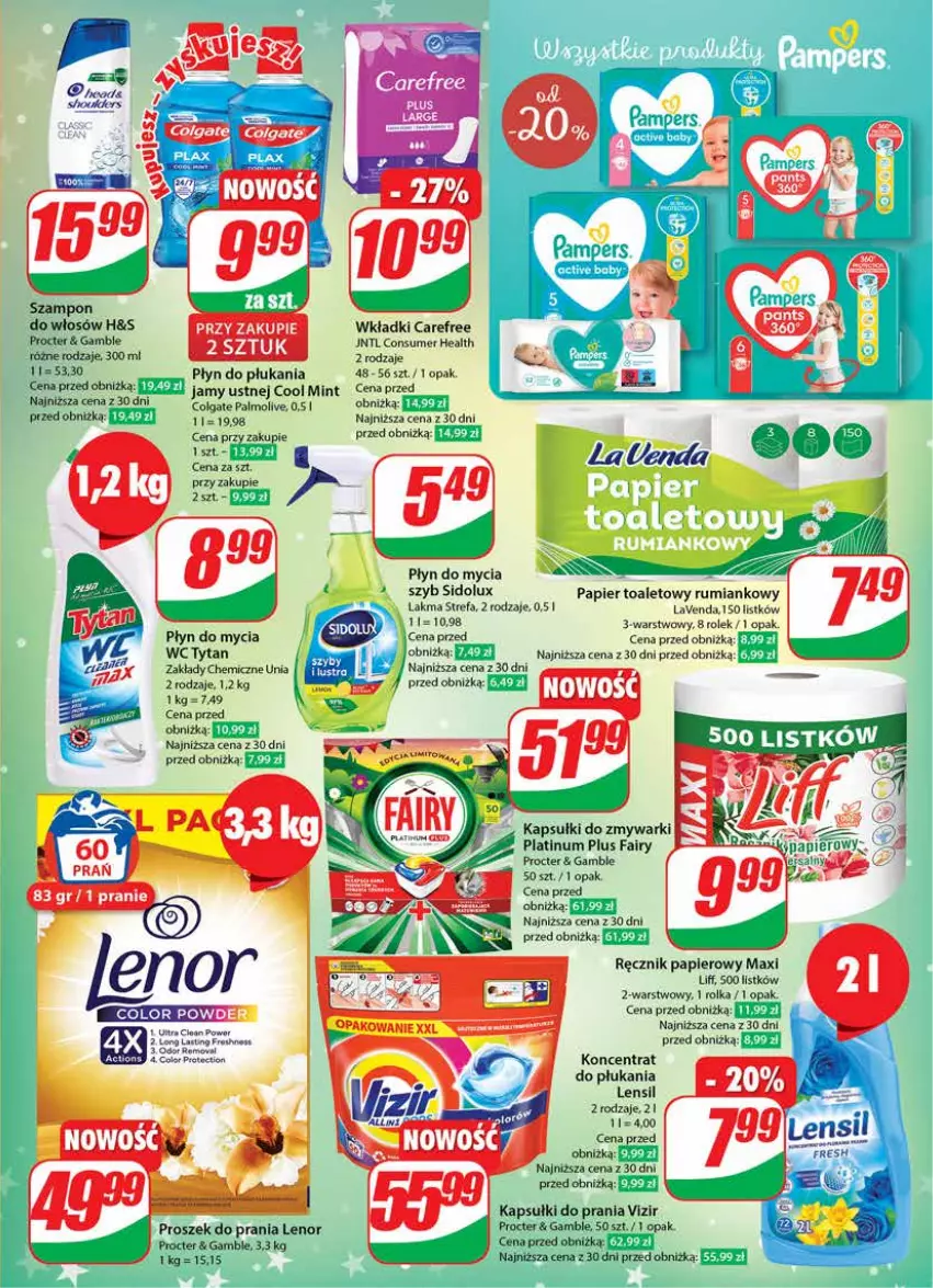 Gazetka promocyjna Dino - Gazetka 49 - ważna 05.12 do 12.12.2023 - strona 27 - produkty: Carefree, Colgate, Fa, Fairy, Kapsułki do prania, Lenor, LG, Palmolive, Papier, Papier toaletowy, Płyn do mycia, Płyn do płukania, Proszek do prania, Ręcznik, Rum, Sidolux, Tytan, Vizir, Wkładki, Zmywarki