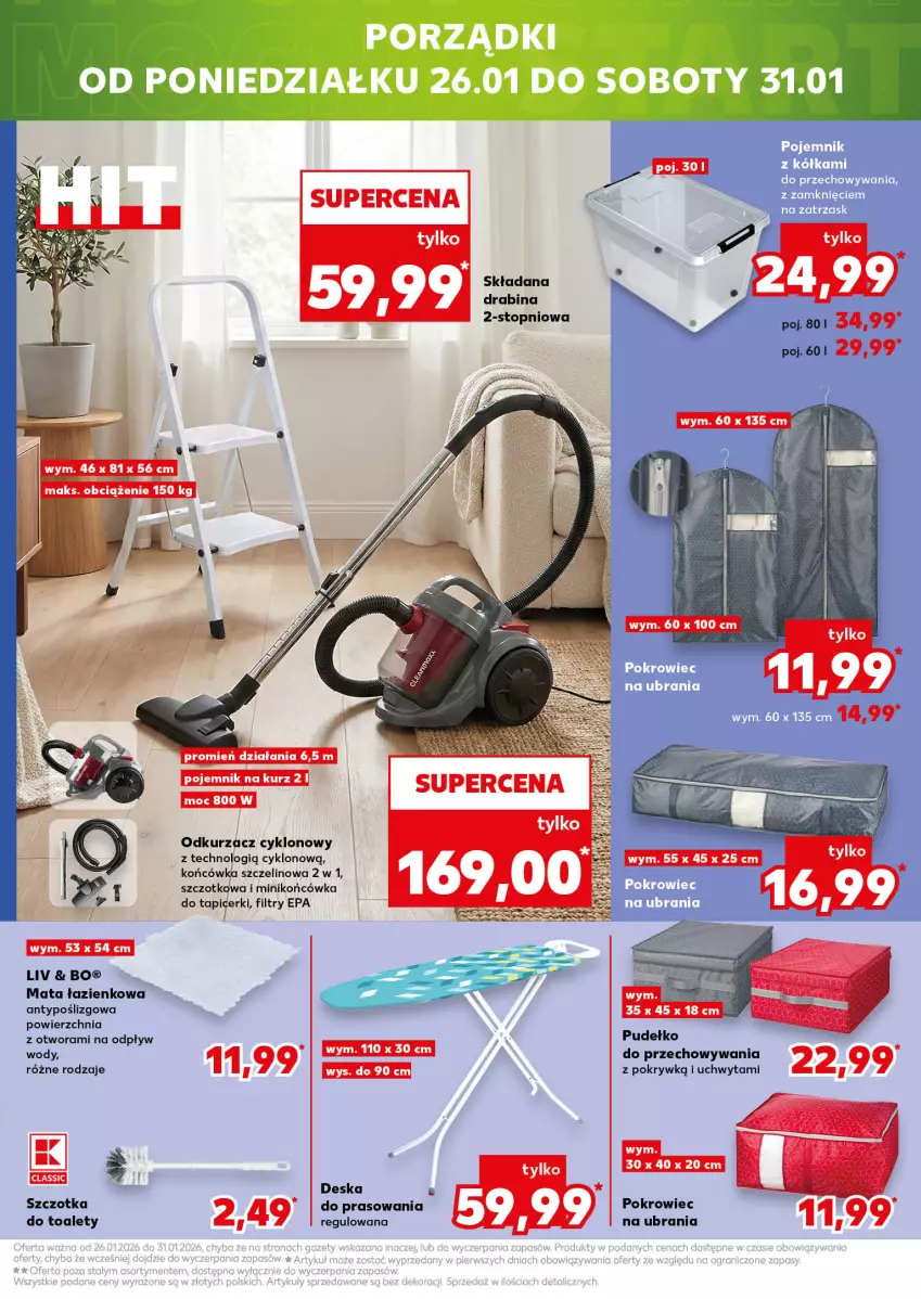 Gazetka promocyjna Kaufland - Kaufland - ważna 22.01 do 28.01.2026 - strona 13 - produkty: Drabina, Mata łazienkowa, Odkurzacz, Pojemnik, Pokrowiec, Szczotka, Top, Ubrania