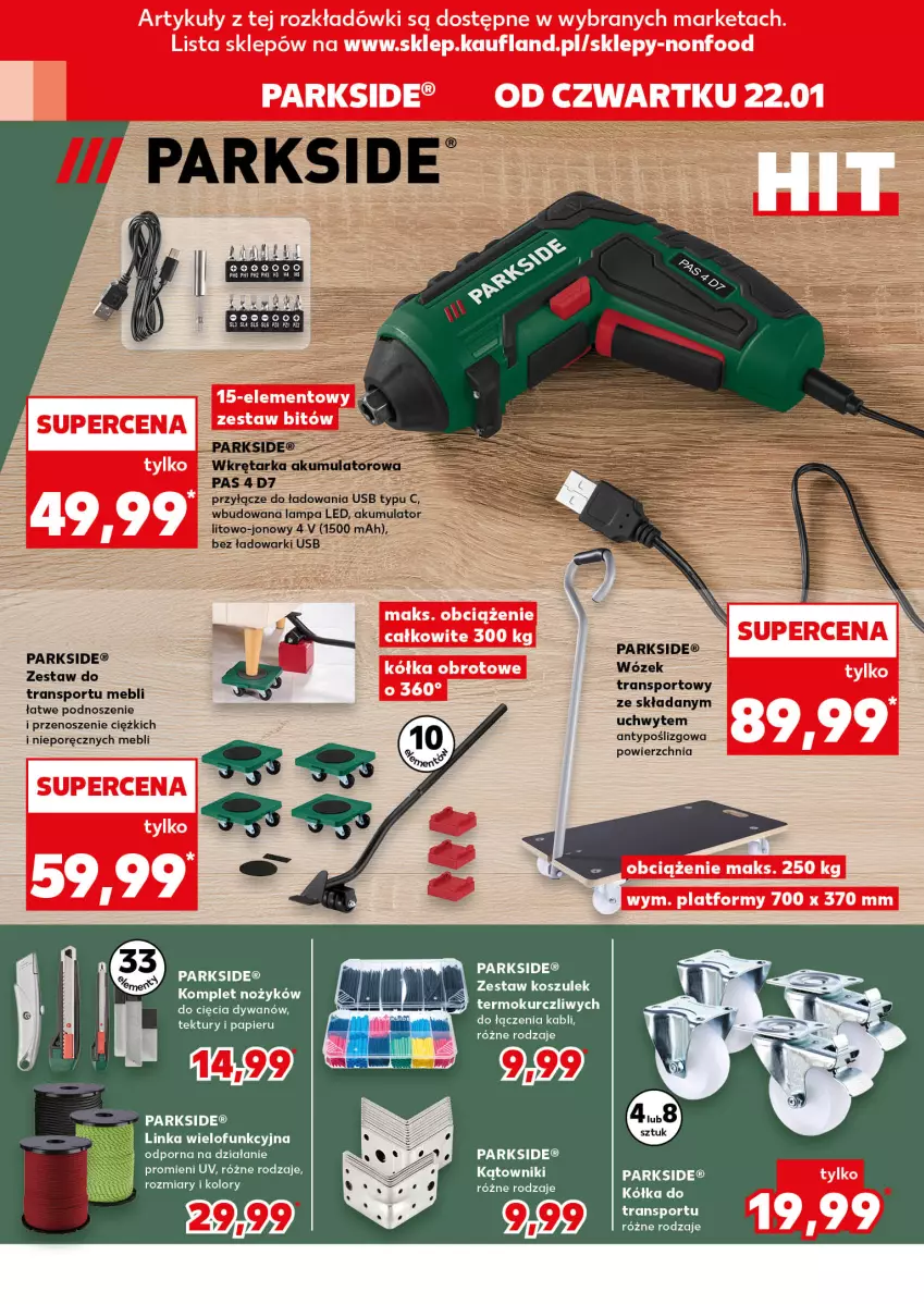 Gazetka promocyjna Kaufland - Kaufland - ważna 22.01 do 28.01.2026 - strona 8 - produkty: Akumulator, Dywan, Inka, Lampa, Lampa LED, Noż, Papier, Parkside, Por, Sport, Tarka, Tran, Wkręt, Wkrętarka, Wózek