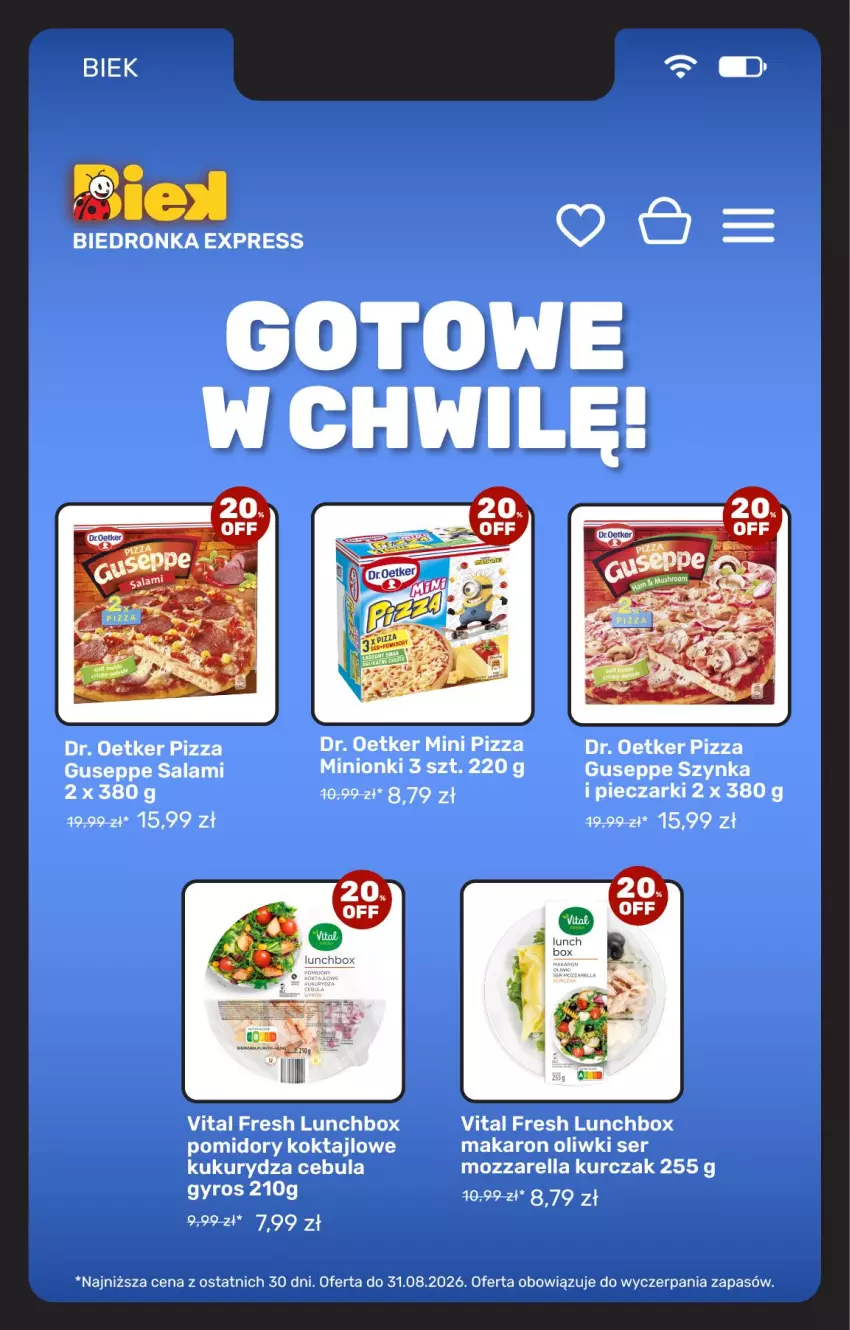 Gazetka promocyjna Biedronka - BIEK - ważna 28.08 do 04.09.2026 - strona 6 - produkty: Cebula, Dr. Oetker, Gyros, Kukurydza, Kurczak, Makaron, Mozzarella, Oliwki, Piec, Pizza, Pomidory, Salami, Ser, Szynka