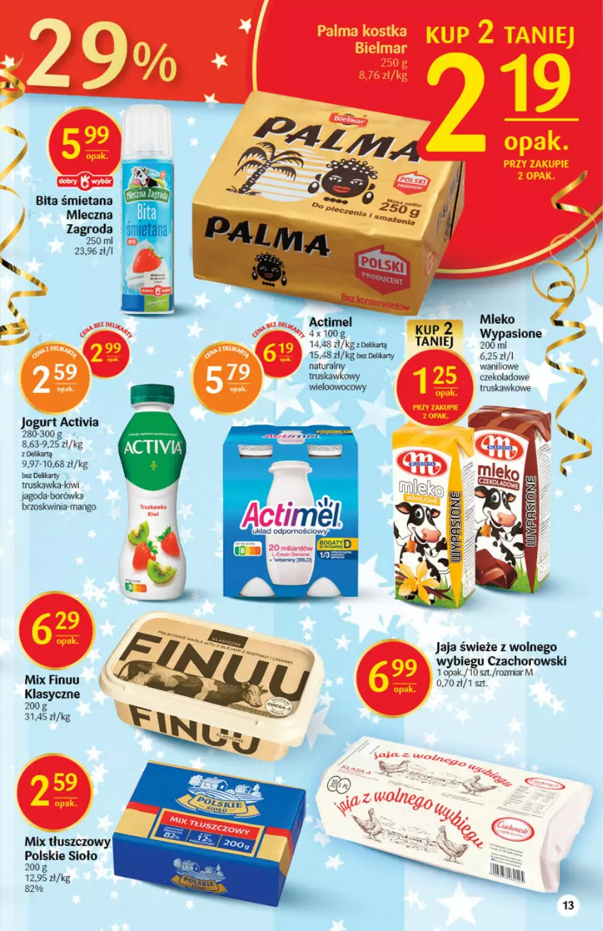 Gazetka promocyjna Delikatesy Centrum - Gazetka DC51 n. fresh - ważna 27.12.2021 do 03.01.2022 - strona 13 - produkty: Actimel, Activia, Borówka, Finuu, Jaja, Jogurt, Kiwi, Mango, Mleko